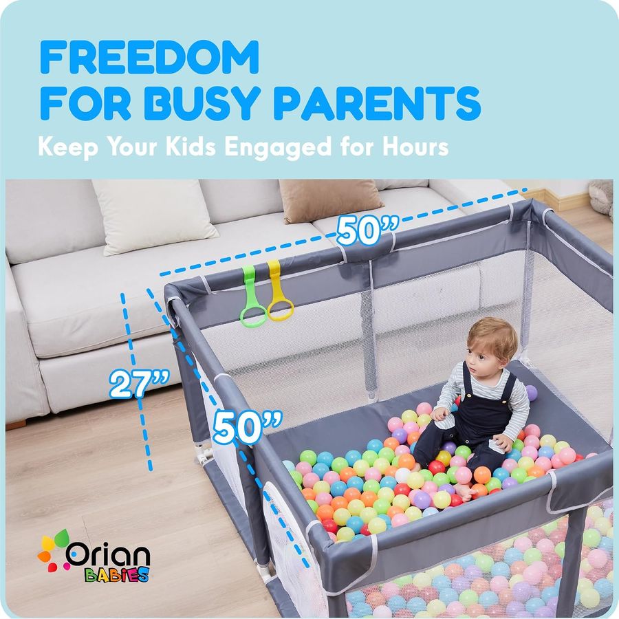 Baby Playpen Play Yard 50" x 50", Grey, photo 5