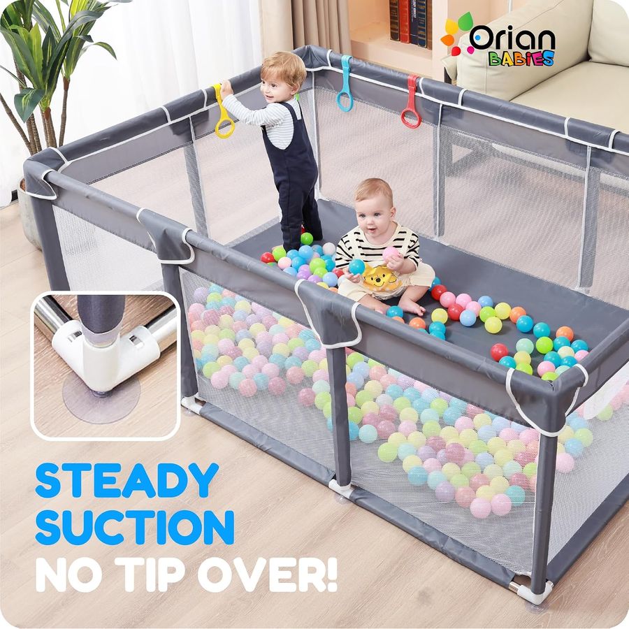 Large Baby Playpen Play Yard 50" x 74", Grey, photo 4