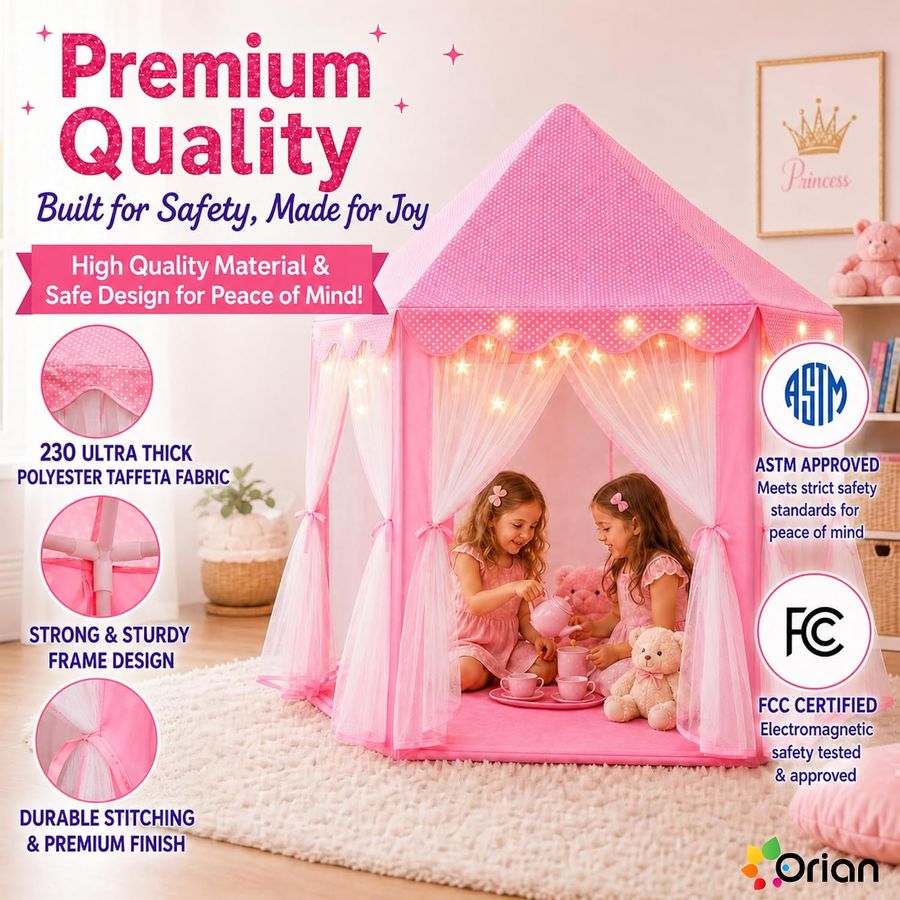 Princess Castle Play Tent with Starlights, photo 4