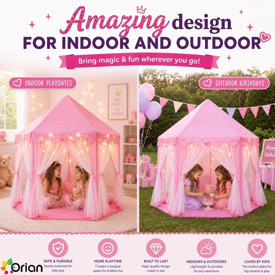 Princess Castle Play Tent with Starlights, photo 5